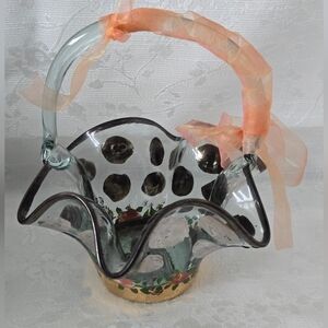 Mackenzie-Childs Glass Basket Vase